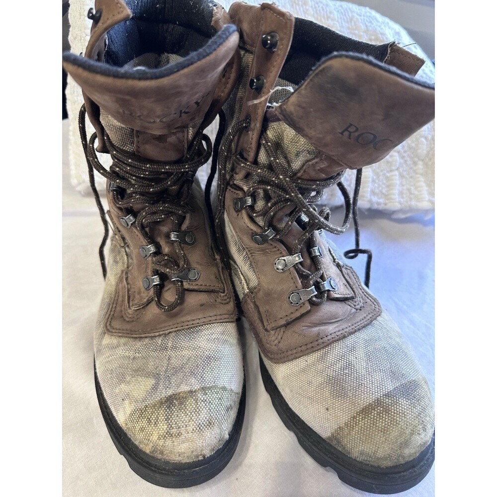 Rocky Brown Canvas & Leather Men's Work Boots
